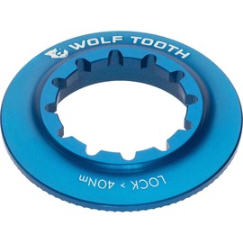 Wolf Tooth Centerlock Rotor Lockring-Internal Spline Blue, Inner Serration, 0.4 inch (9 mm) QR, 0.5 inch (12 mm) Through Axle Compatible
