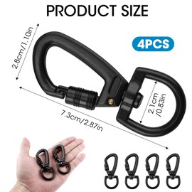 Dog Lead Hook, 4Pcs Dog Lead Clips Swivel Clips Swivel Snap Carabiner 360° Rotatable Spinner Heavy Duty Metal Clip D Shaped Dogs Clip Hardware Carabiner Snap Hook for Rock Climbing Dogs Leash