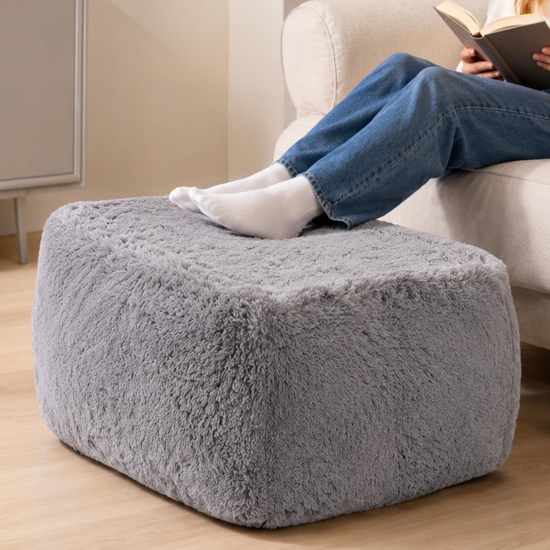 Round Pouf Ottoman 23 x 15 x 13 Inches, Memory