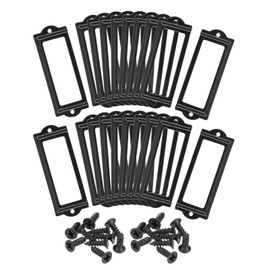 sourcing map Metal Label Holders, 83x30mm 40pcs File Name Card Tag Label Holder Frame for Office Library Drawer Cabinet Shelves, Black