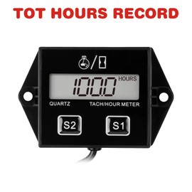 RileyFine HM011A Digital Hour Meter Tachometer,Maintenance Reminder, Battery Replaceable,Sleep Mode, Use for ZTR Lawn Mower Tractor Generator Marine ATV Snowmobile and Gas Powered Equipment etc.