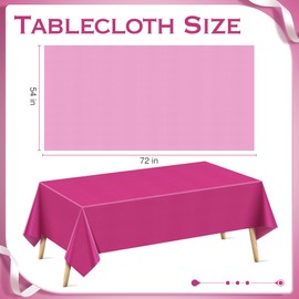 Just Shimmer 12 Pieces Pink Series Rectangle Tablecloth, 54x72 Solid Color Waterproof & Spillproof Disposable Plastic Table Cover, Durable Party Tablecloth for Dining, Buffet, Picnic, Outdoor Events