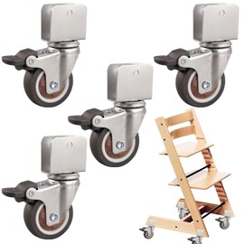 Tripp Trapp High Chair Wheels, Wheels Compatible with Stokke Tripp Trapp High Chair with Chrome-Plated Steel Brackets, 360°Rotation, No-Scratch Design, Supports 176 lbs 4 pcs