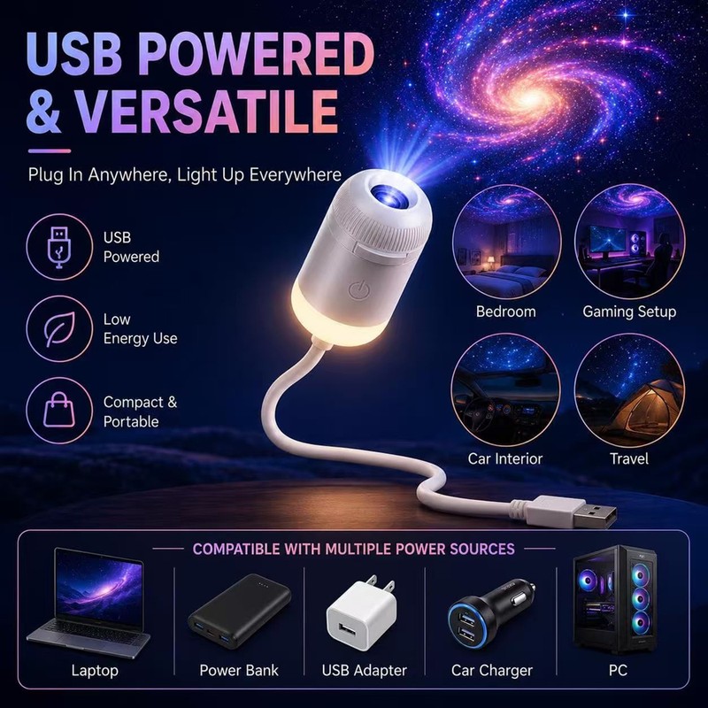Galaxy Star Projector Night Light for Ambient Lighting – USB