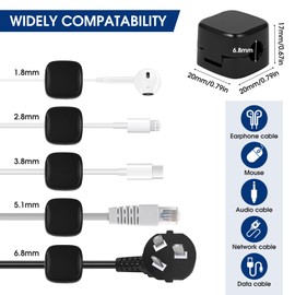 MOSTFUN 12 Pcs Magnetic Cable Holder, Cord Organizer Holder Cable Clips Management Hide Phone Charging Cable Keeper Cable Organiser Cables Keeper for Charging Cable Home Office 6 Black 6 White
