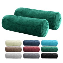 BaSaTex Pack of 2 Bolster Cushion Covers 15 x 40 cm Cashmere Touch | Bolster Cover Oeko-Tex Certified | 100% Microfibre Plush | Colour: Dark Green