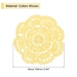 uxcell Crochet Doilies, 4Pcs 4" Cotton Woven Fabric Coasters, Lace Round Handmade Coasters with Floral Pattern for Wedding Party Decoration (Goose Yellow)