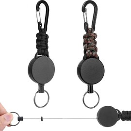 GLOWZEN Reel Key Chain, Set of 2, Maximum Length 23.6 inches (60 cm), Stretchable, Camping, Hiking, Lost Prevention