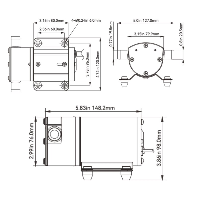 SEAFLO Marine 12V Reversible 8.0 GPM Self-Priming Impeller Bilge/Ballast Pump