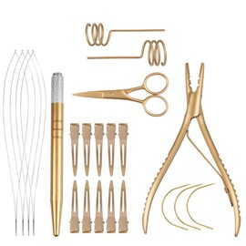 GlamorDove Hair Extensions Tool Kit Stainless Steel Hair Extension Pliers Needles Pulling Hook Professional Hair Beauty Salon Accessories Hair Loop Tool Hairdressing Styling Sewing Weft Tool