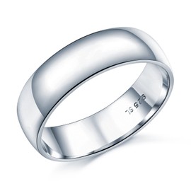 6mm D-Shape Heavy Weight Sterling Silver Wedding Band Ring In Sizes Complete With Gift Box (T)