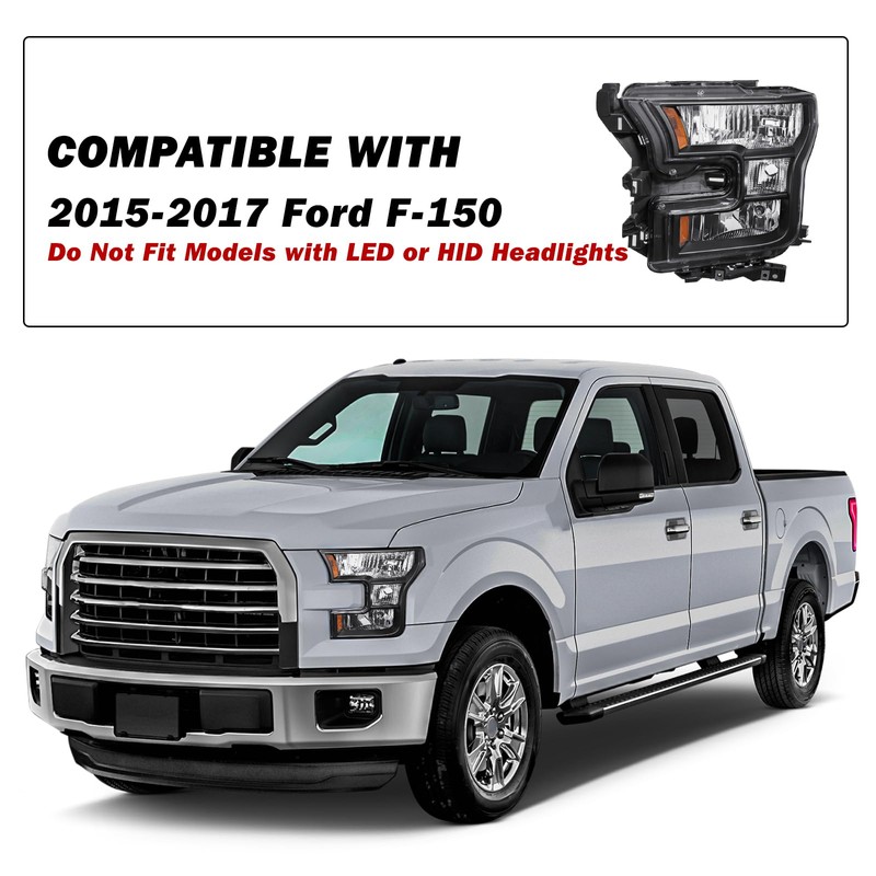 SOCKIR Headlight Assembly Compatible with 2015-2017 Ford F150 Passenger &