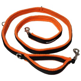 ActiveDogs Luxury Fleece Crossbody Dog Leash 6.5ft - Comfortable Hands Free Dog Leash with Adjustable Length, Durable Black Nylon & Built-in Handle - Wearable No Hands Dog Leash, Orange