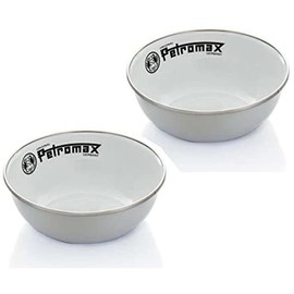 Petromax Emaille Schalen 2er Set weiß (500 ml) | Leicht, robust & stoßsicher | Edelstahlrand für Hygiene | Kratzfest & pflegeleicht | Perfekt für Camping & Outdoor