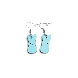 Colorful Easter Rabbit Wooden Dangle Earrings Cute Candy Color Rabbit Animal Wood Earrings for Women Jewelry(C)