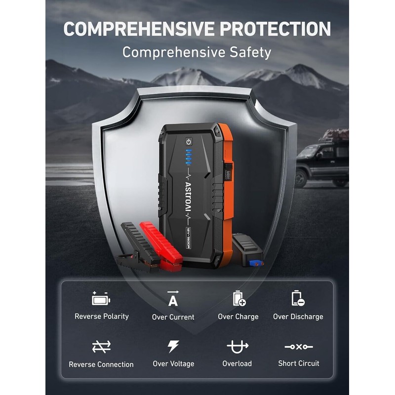 AstroAI S8 Car Battery Jump Starter 1500A Battery Pack (Orange)