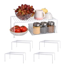 ziroland 6-Pack Medium (14.8x8.5inch) Kitchen Organizer Rack, Kitchen Shelves for Spice Organization for Cabinet, Pantry Organizers and Storage, Spice Rack, Desk Organizer, White