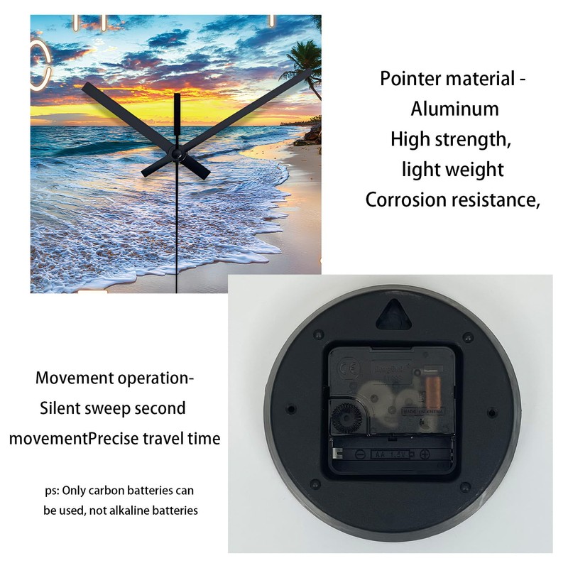 Constantplanet Palm Tree Clock Battery Operated 12 Inch - Glass