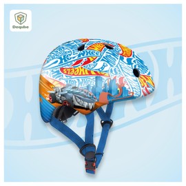 DQB DeQUBE Uni-Kinder Casco Infantil Ajustable Hot Wheels Kinderhelm, verstellbar, Ultraleicht und sicher, robust und atmungsaktiv, 2 bis 7 Jahren, Schwarz, blau, Regulable