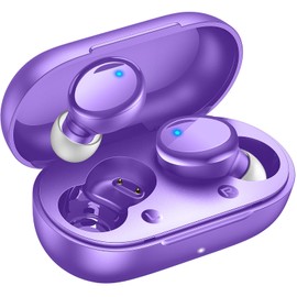 Lanteso True Wireless Bluetooth 5.3 Earbuds, 48H Playtime,Light Weight Headphones in Ear Buds Built in Mic Headset Premium Sound with Deep Bass,Clear Calls Earphones for Sports Workout Purple