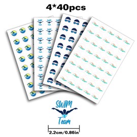 Swim Team Round Candy Sticker - Swimming Party or Birthday Favors Sticker Labels Fit Chocolate Candy (160 Pieces）