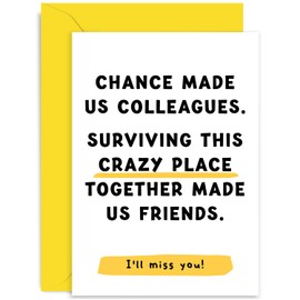 Old English Co. Leaving Gifts for Colleagues Women - Funny Farewell Card for Coworker - Leaving Card for Work Bestie - Funny Work Gifts | Blank Inside