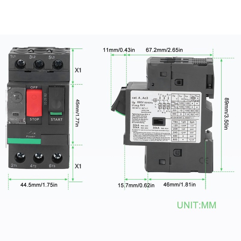 Motor Circuit Breaker Professional Efficient Easy Wiring AC690V Circuit Breaker