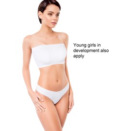 Women's Strapless Bralette Seamless Bandeau Stretchy Non-Padded Bandeau Tube Top Bra in Multi Color, 3 Pieces (Color Set 10) (Black, White, Red, F Size)