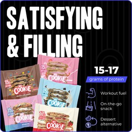 My Cookie Dealer Protein Cookies, Variety Pack (5-Pack, 2.2oz Each) - 15-17g of Protein per Cookie - Individually Wrapped Travel Snacks