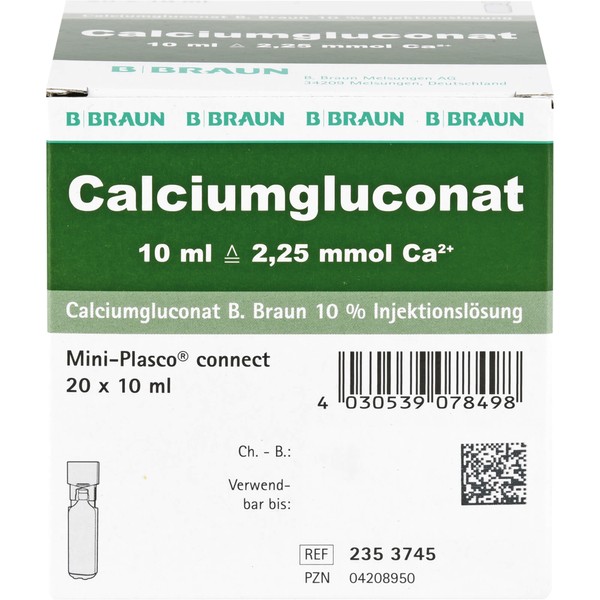 BRAUN Calciumgluconat 10 % Injektionslösung 20 x 10 ml, 200 ml Solution