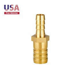sashow 3/8"x5/16" ID Brass Barbed Reducer Fitting Splicer Mender Union Adapter 1pc