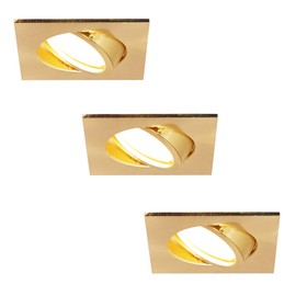 HCFEI LED Recessed Spotlight Ultra Flat 425 Lumen 230 V 5 W Dimmable Square Housing Swivelling Matte Gold (3 - Warm White)