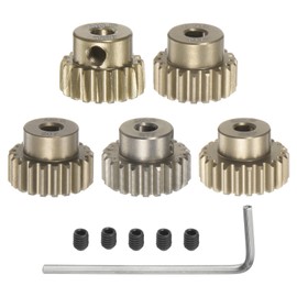 sourcing map M0.6 Pinion Gear Set 3.175mm (1/8") Shaft 18T 19T 20T 21T 22T Aluminum Alloy Motor Gears with Step for 1/10 RC Car (5pcs)