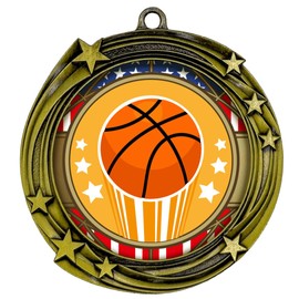 All Quality Stars Design Basketball Medal - 1st, 2nd, 3rd Place - 3 Piece Set (1 Pack)