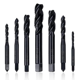Yuentoen 7 Piece Tap Set, HSS 6542 Nitride Metric Spiral Groove Drill, Machine Tap Spiral Tap Set M3 M4 M5 M6 M8 M10 M12 for Metal Wood Drill