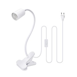 WPQIUZS E27 Clamp Light Lamp Holder with Plug and 240 cm Cable Desk Lamp Holder with Clip 360° Adjustable Flexible Gooseneck Desk Lamp Clamp Lamp Bed Reading Light