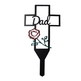Sarini Metal Cemetery Decorations With Roses,for Memorial Dad Tombstone Cross,Cemetery Decorations Garden Cross Grave Marker