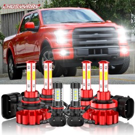 CHUSYYRAY Fits 2015-2019 Ford F150 6X 6000K LED Headlight Hi/Lo + Fog Light Bulbs Combo