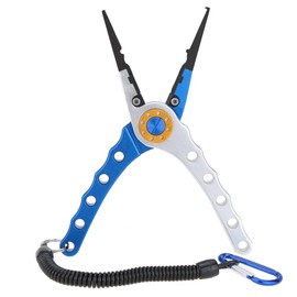 Lixada Fishing Pliers Saltwater Aviation Aluminum with Sheath and Lanyard - Braid Cutters Split Ring Pliers Hook Remover Line Cutting Stainless Steel Jaw Fish Holder, Durable & Lightweight