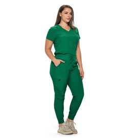 MONARCH UNIFORMS Stretchy Scrubs Women's Jogger Scrub Set In Regular and Petite Jogger Scrubs with Tuck-In Top for Women, Hunter Green, XX-Large