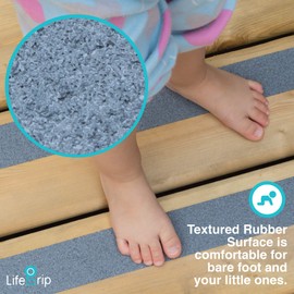LifeGrip Anti Slip Safety Tape, Non Slip Stair Tread, Textured Rubber Surface, Comfortable for Bare Foot, 2 inch X 15 Foot, Grey