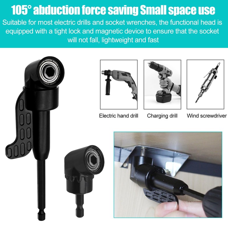 14-Piece Angle Screwdriver Set, 105° Angle Attachment for Cordless Screwdriver,