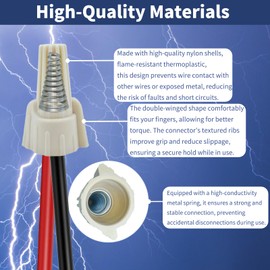 Wire Nuts Connectors, 500PCS Twist Tan Wire Nuts 12 Gauge Winged Wire Connectors, 22-8 AWG Twist-on Wire Splice Connectors Wire Caps for Quick Connect Electrical Wiring, Heavy Duty Screw Terminals
