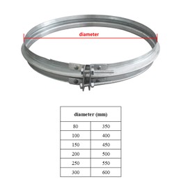 Flanged Pipe Clamp for Chimney Air Duct Adjustable Galvanized Vent Repair Ring Lock Wood Stove v Pipe Barrel Ring Drum clamp Smoke Circular Bolted Clamps Brackets Exhaust (200mm)