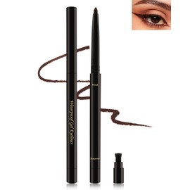 Brown Gel Eyeliner for Older Women, Waterproof Smudge-Proof Retractable Eyeliner Pencil, Long Lasting 24H, Matte Cream Eyeliner Waterline with Sharpener, Eye Liner for Mature Women Sensitive Eyes-1Pcs