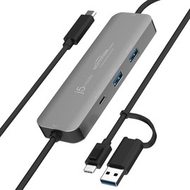 j5 create Wormhole Switch USB Type-C to Type-C & A USB Display Sharing Hub PC Link Hub for Windows