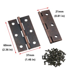 Antrader 12 PCS Folding Butt Hinge, Cabinet Gate Closet Door Hinge 2-2/5'' Long Home Furniture Hardware with 72pcs Screws