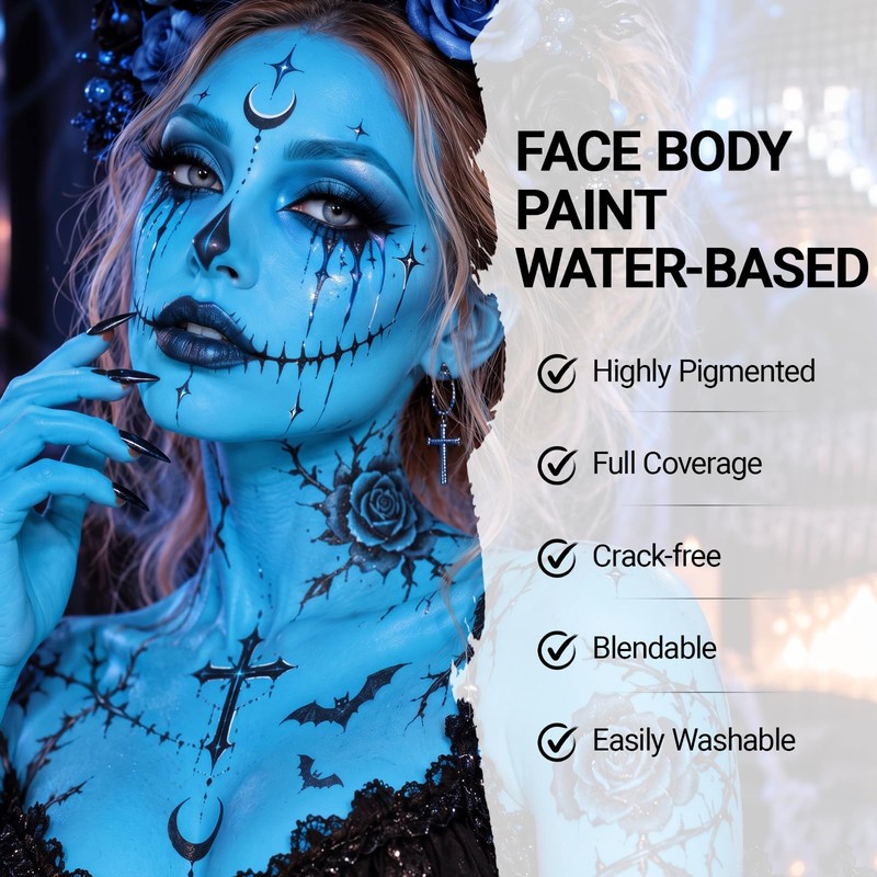 Light Blue Face Body Paint, 2.37oz Large Tube Pale Baby