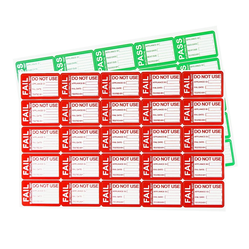 PACK4YA Pat Safety Test Sticker, 250pcs 25x41 mm Pat Test