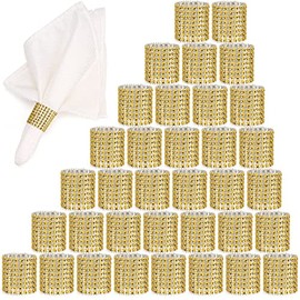Eakor Mirilor 300pcs Napkin Rings, Bling Napkin Rings Buckles for Table Decorations, Dinner, Wedding, Party, DIY Decoration(Gold), EK22071302